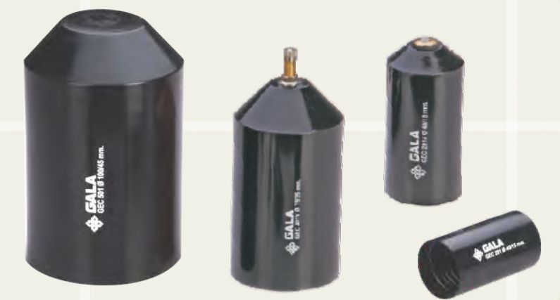 INSULCAP heat shrink end caps in four sizes, two of them fitted with valves